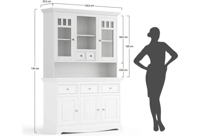 Alzata per credenza shabby chic pino massello bianco