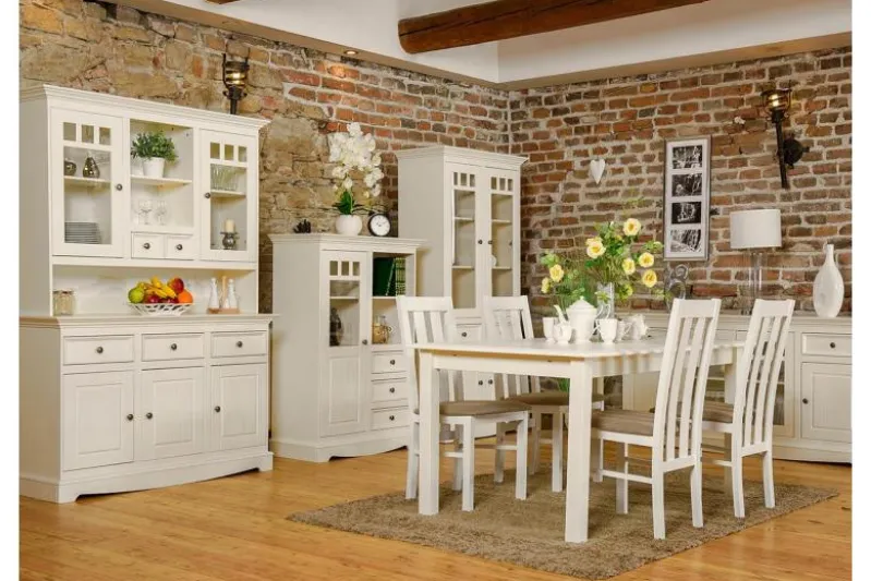 Alzata per credenza shabby chic pino massello bianco
