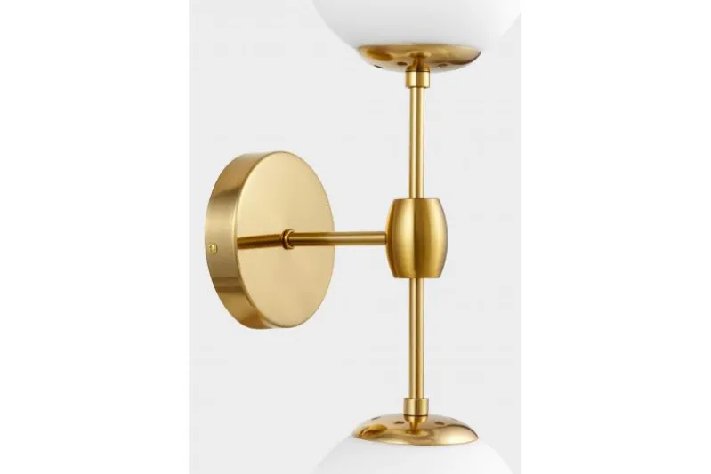 Applique lampada da parete di design in ottone con sfere vetro bianco ZODIAK W2