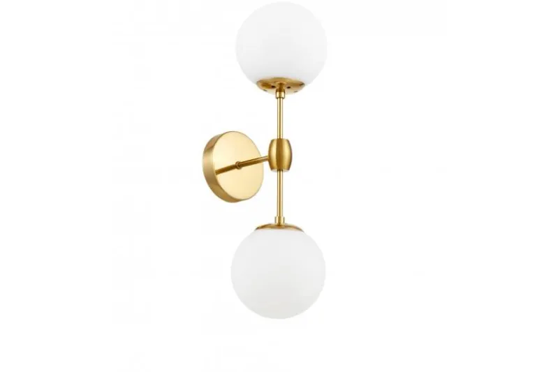 Applique lampada da parete di design in ottone con sfere vetro bianco ZODIAK W2