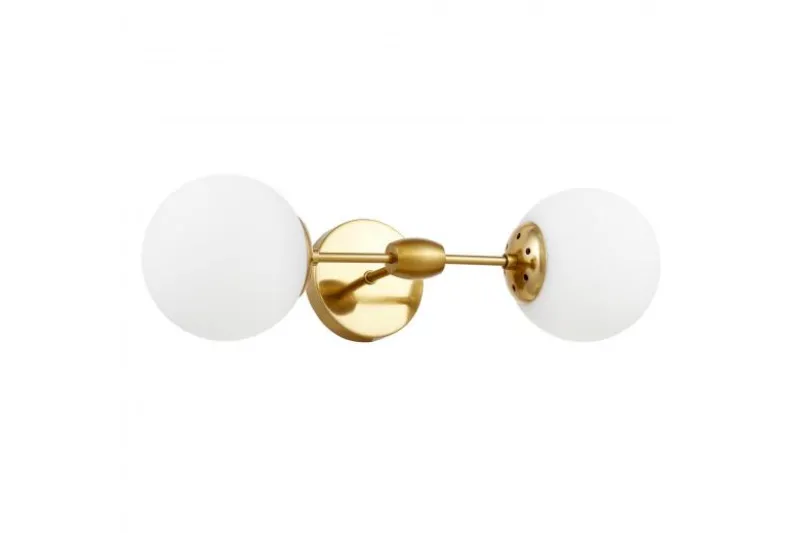 Applique lampada da parete di design in ottone con sfere vetro bianco ZODIAK W2
