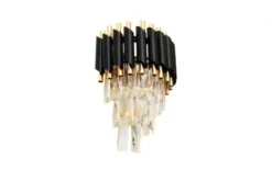 Applique lampada da parete di design post moderno di cristallo e metallo nero oro MAZINI W2