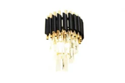 Applique lampada da parete di design post moderno di cristallo e metallo nero oro MAZINI W2