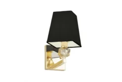 Applique lampada da parete dorata con paralume nero MONTERO W1