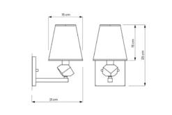 Applique lampada da parete dorata con paralume nero MONTERO W1