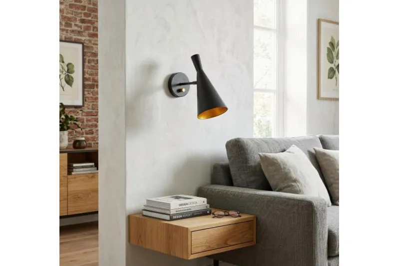 Applique lampada da parete stile industriale Foggi W1 Nero