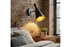 Applique lampada da parete stile industriale Foggi W1 Nero