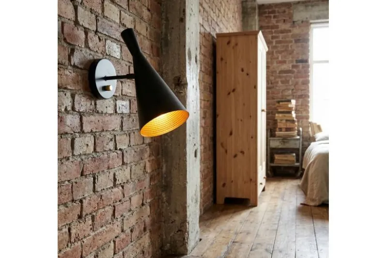 Applique lampada da parete stile industriale Foggi W1 Nero