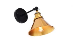 Applique lampada da parete stile industriale nero con ottone NORI W1