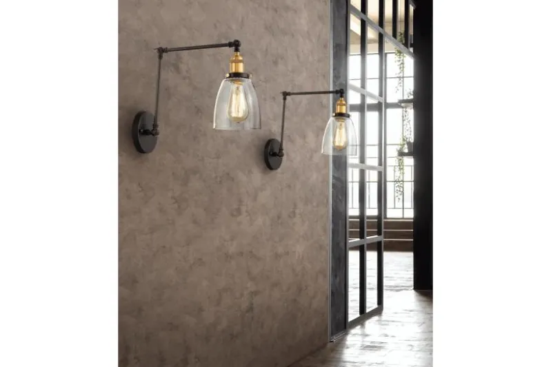 Applique lampada da parete stile industriale vintage BARTON W2 Nero