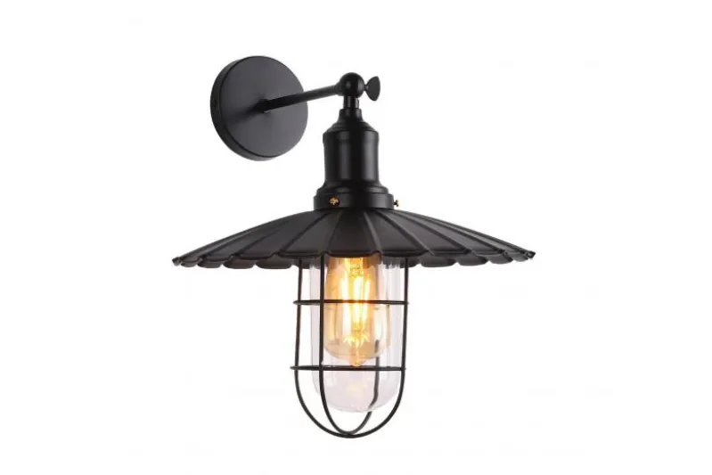 Applique lampada da parete stile industriale vintage LATARO Nero