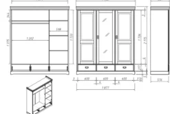 Armadio 3 ante con specchio in legno massello bianco toscano shabby