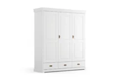 Armadio 3 ante legno massello bianco toscano shabby