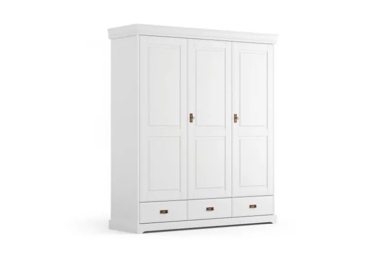 Armadio 3 ante legno massello bianco toscano shabby
