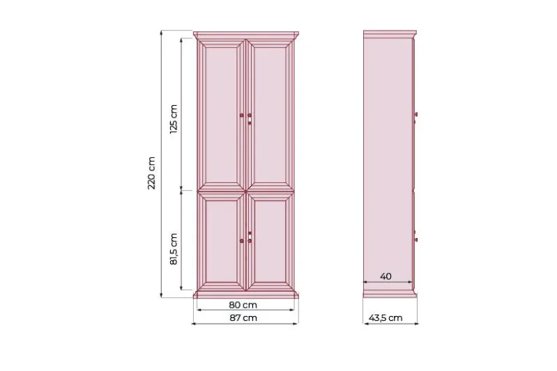 Armadio 2 ante per ufficio stile classico PRESTIGE C720B