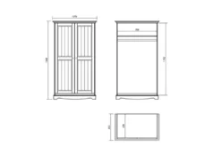 Armadio 2 ante shabby chic pino massello bianco