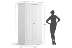 Armadio 2 ante shabby chic pino massello bianco e cornice noce