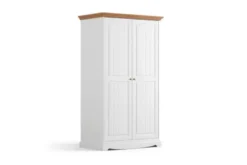 Armadio 2 ante shabby chic pino massello bianco top color rovere