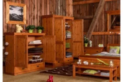 Armadio basso shabby toscano legno massello miele