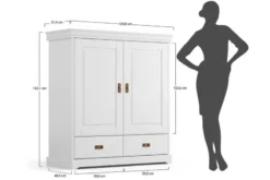 Armadio basso top miele legno massello 2 ante bianco toscano shabby