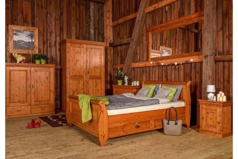 Armadio legno massello pino miele 2 ante shabby toscano
