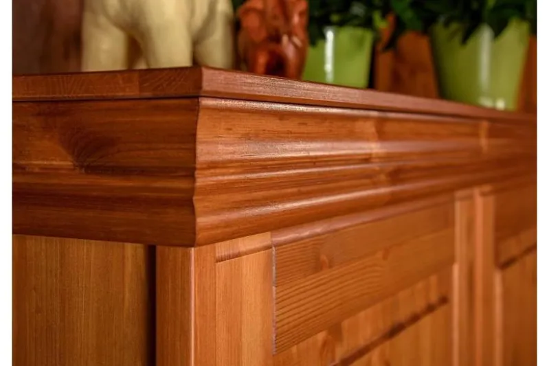 Armadio legno massello pino miele 4 ante specchi shabby toscano