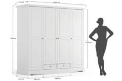 Armadio shabby chic 4 ante pino massello bianco