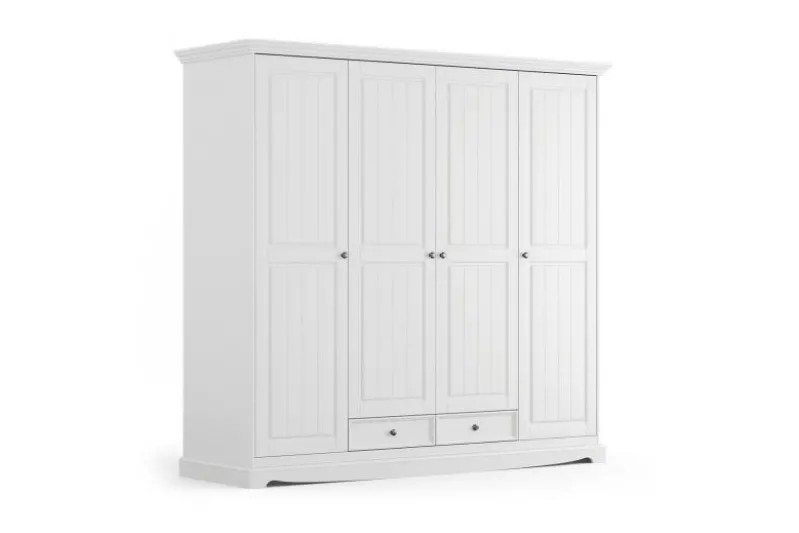 Armadio shabby chic 4 ante pino massello bianco