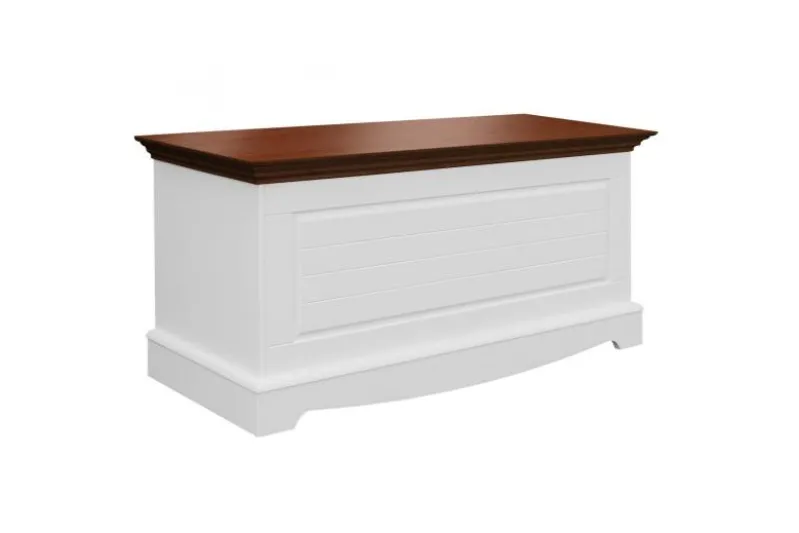 Baule shabby chic bicolore pino massello bianco e noce