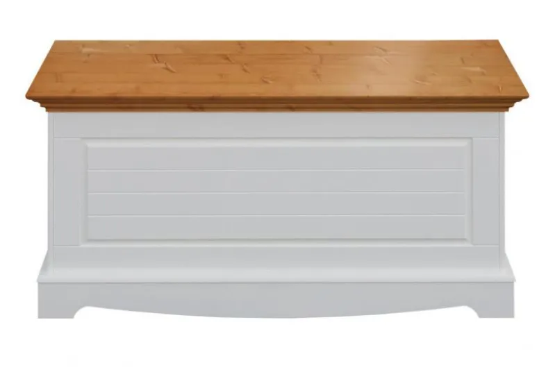Cassapanca shabby chic bicolore pino massello bianco e rovere