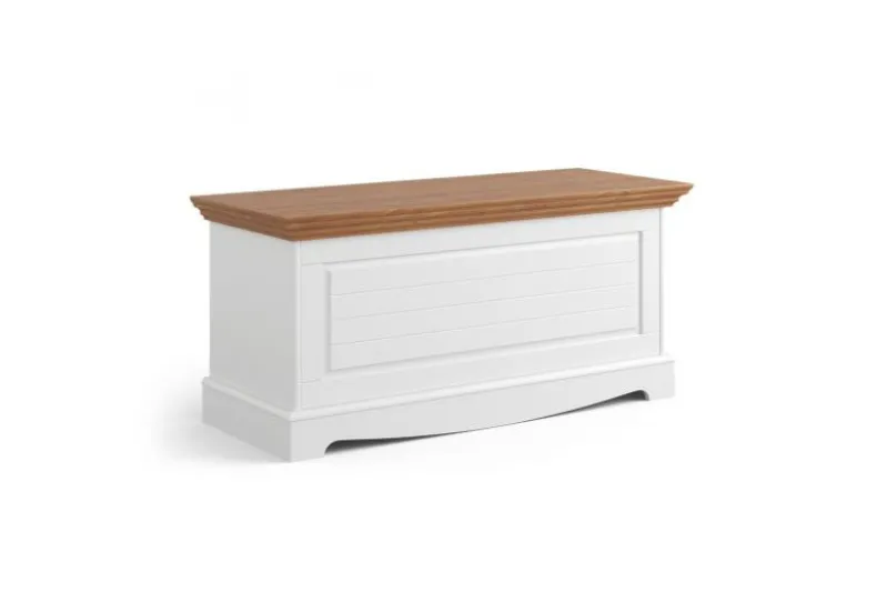 Cassapanca shabby chic bicolore pino massello bianco e rovere