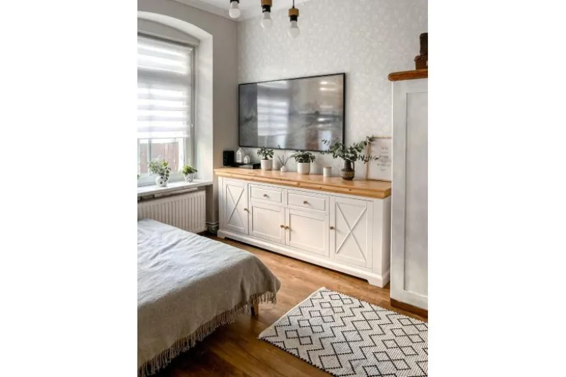 Cassettiera da ingresso legno massello di pino shabby country