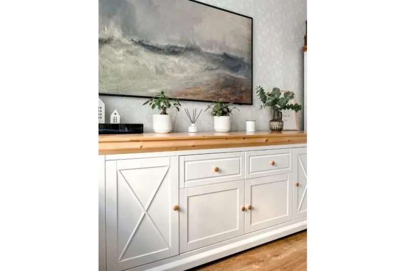 Cassettiera da ingresso legno massello di pino shabby country