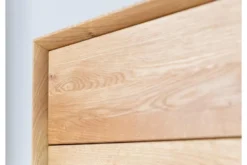 Cassettiera in legno naturale massello e vetro grafite moderna