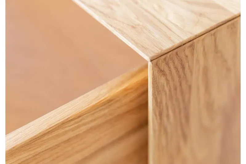 Cassettiera in legno naturale massello e vetro grafite moderna