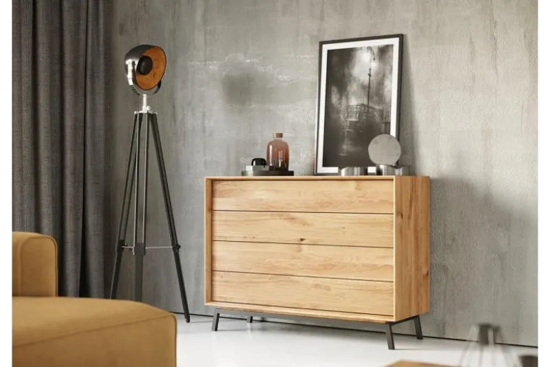 Cassettiera in rovere massello naturale oliato design moderno