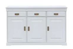 Cassettiera legno massello con 3 ante bianca toscano shabby