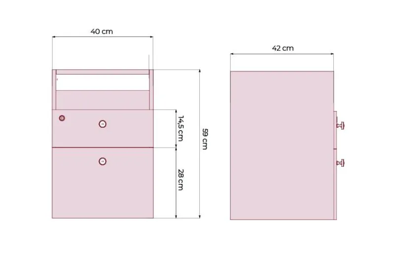 Cassettiera pensile 40 cm per scrivania ufficio classico Prestige