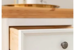 Cassettiera shabby chic pino massello bianco e naturale