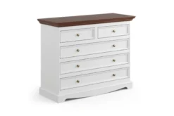 Cassettiera shabby chic pino massello bianco piano color noce
