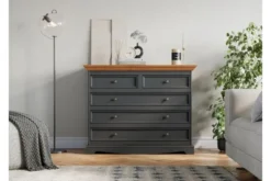 Cassettiera shabby chic pino massello piano color rovere