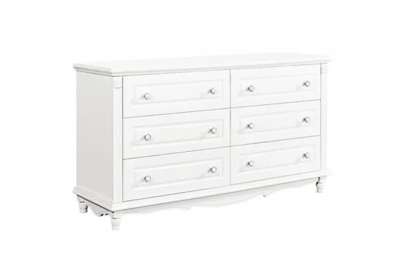 Cassettone provenzale 6 cassetti legno bianco PRINCESS 836-6A
