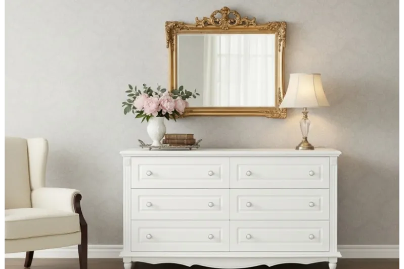 Cassettone provenzale 6 cassetti legno bianco PRINCESS 836-6A