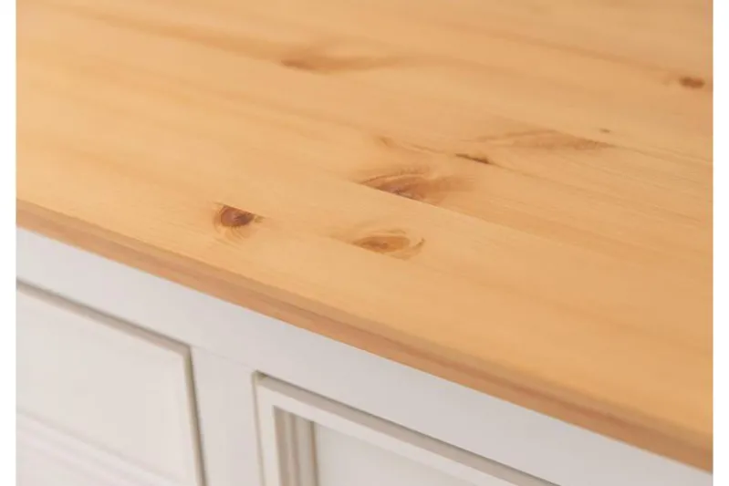 Cassettone shabby chic pino massello bianco e naturale