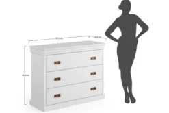 Comò in legno massello di pino bianco shabby chic toscano