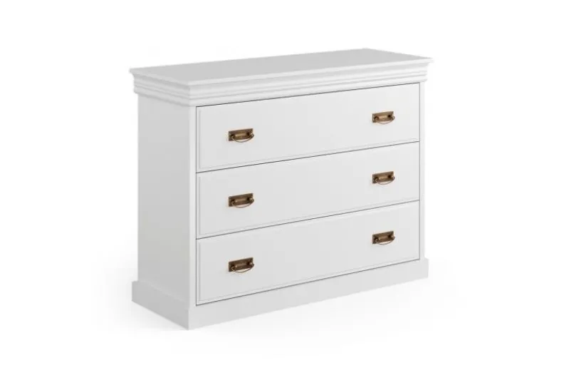 Comò in legno massello di pino bianco shabby chic toscano