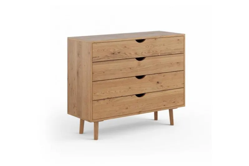 Comò moderno in legno massello di rovere oliato 4 cassetti