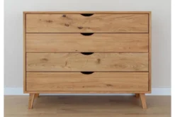 Comò moderno in legno massello di rovere oliato 4 cassetti