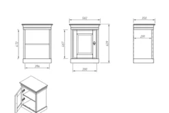 Comodino legno massello bianco piano miele shabby toscano