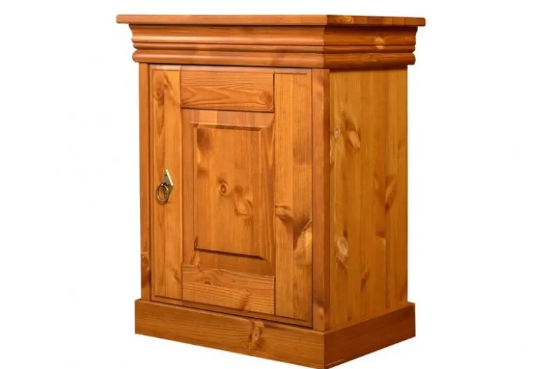 Comodino legno massello di pino color miele toscano shabby